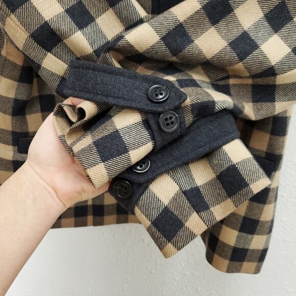 PENDLETON 100% Virgin Wool Checkered Check Mock Neck Button Jacket Blazer - Picture 6 of 12